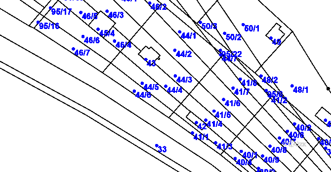 Parcela st. 44/4 v KÚ Sadová, Katastrální mapa