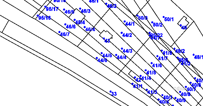 Parcela st. 44/5 v KÚ Sadová, Katastrální mapa