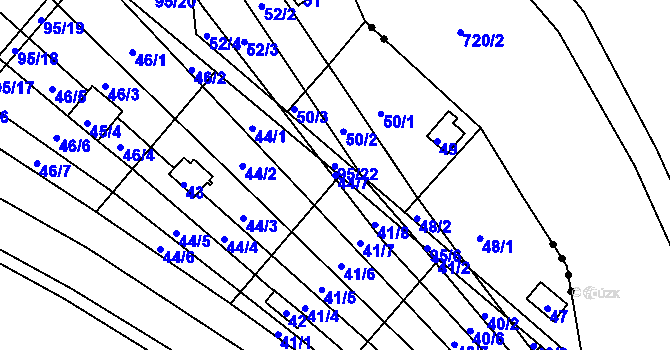 Parcela st. 44/7 v KÚ Sadová, Katastrální mapa