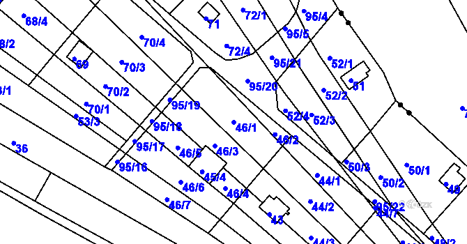 Parcela st. 46/1 v KÚ Sadová, Katastrální mapa