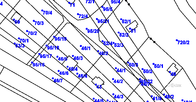 Parcela st. 46/2 v KÚ Sadová, Katastrální mapa