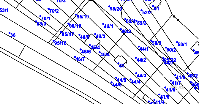Parcela st. 46/4 v KÚ Sadová, Katastrální mapa