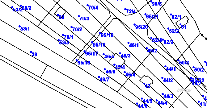 Parcela st. 46/5 v KÚ Sadová, Katastrální mapa