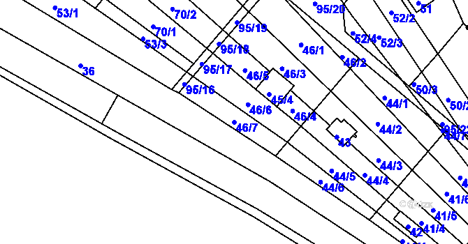Parcela st. 46/7 v KÚ Sadová, Katastrální mapa