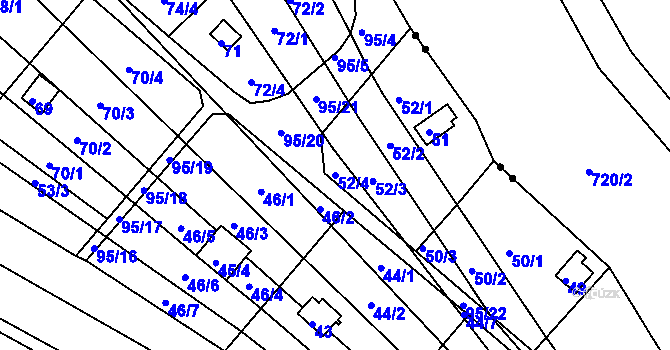 Parcela st. 52/4 v KÚ Sadová, Katastrální mapa