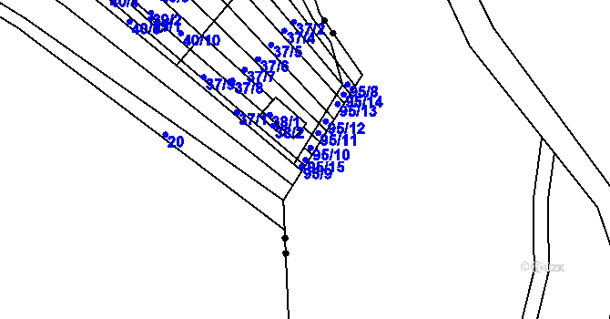 Parcela st. 95/15 v KÚ Sadová, Katastrální mapa
