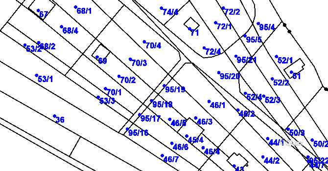 Parcela st. 95/19 v KÚ Sadová, Katastrální mapa