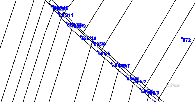 Parcela st. 585/5 v KÚ Sadová, Katastrální mapa