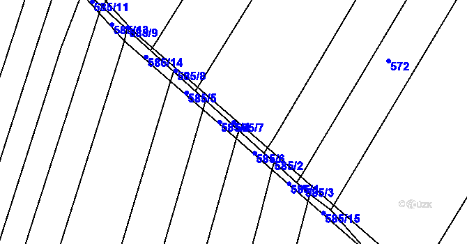 Parcela st. 585/7 v KÚ Sadová, Katastrální mapa