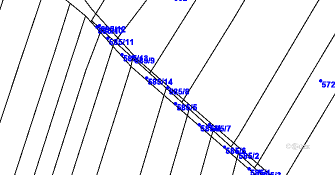 Parcela st. 585/8 v KÚ Sadová, Katastrální mapa