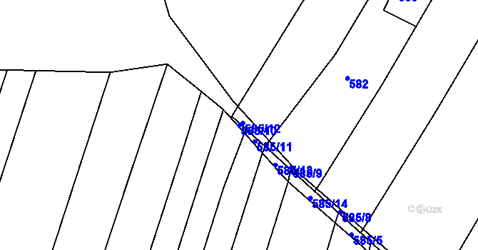 Parcela st. 585/10 v KÚ Sadová, Katastrální mapa