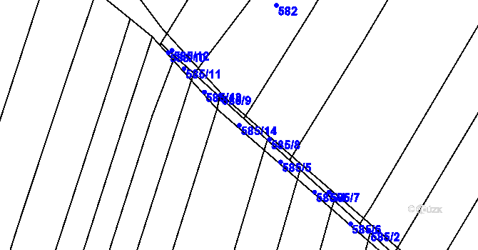 Parcela st. 585/14 v KÚ Sadová, Katastrální mapa
