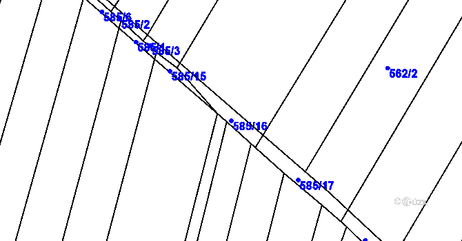 Parcela st. 585/16 v KÚ Sadová, Katastrální mapa