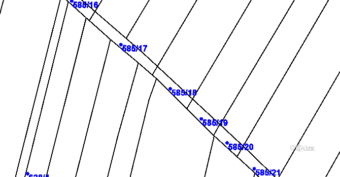Parcela st. 585/18 v KÚ Sadová, Katastrální mapa