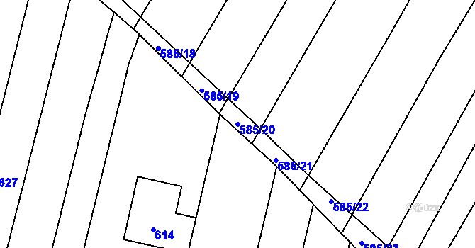 Parcela st. 585/20 v KÚ Sadová, Katastrální mapa