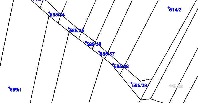 Parcela st. 585/37 v KÚ Sadová, Katastrální mapa
