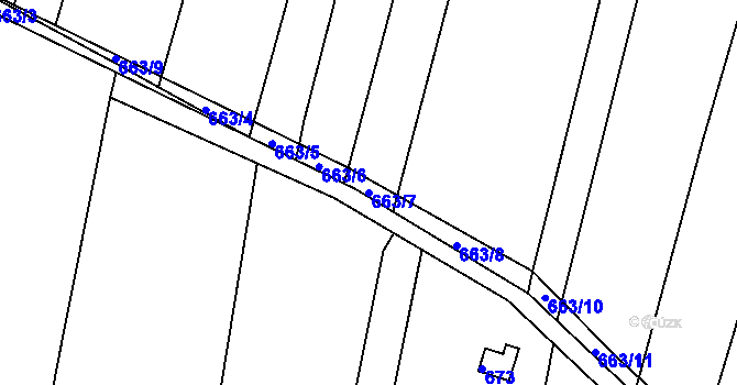 Parcela st. 663/7 v KÚ Sadová, Katastrální mapa