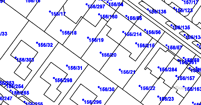 Parcela st. 156/20 v KÚ Sadová, Katastrální mapa