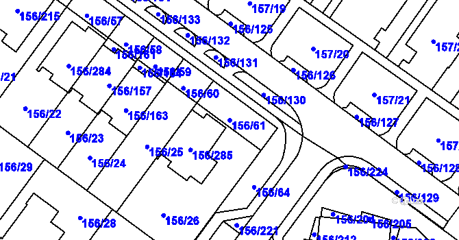 Parcela st. 156/61 v KÚ Sadová, Katastrální mapa