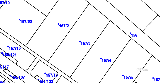 Parcela st. 157/3 v KÚ Sadová, Katastrální mapa