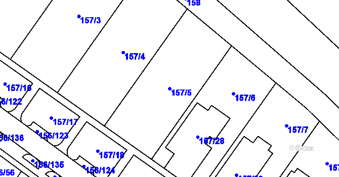 Parcela st. 157/5 v KÚ Sadová, Katastrální mapa