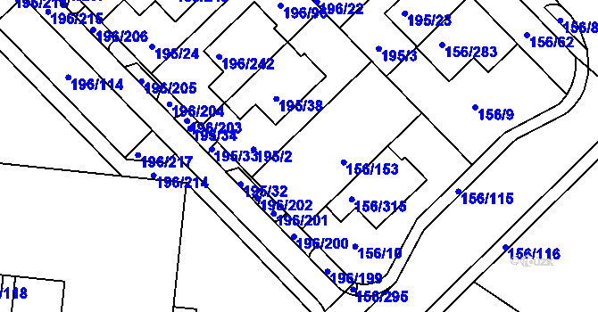 Parcela st. 194/5 v KÚ Sadová, Katastrální mapa