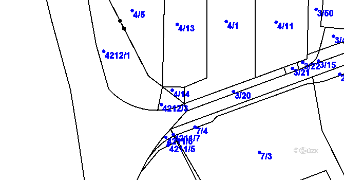 Parcela st. 4/14 v KÚ Sadová, Katastrální mapa