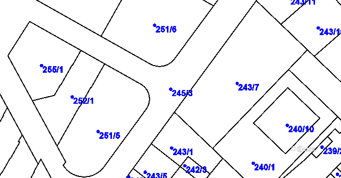 Parcela st. 245/3 v KÚ Sadová, Katastrální mapa