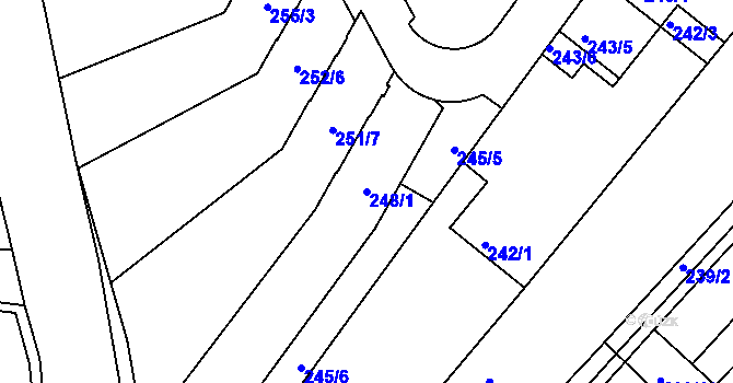 Parcela st. 248/1 v KÚ Sadová, Katastrální mapa