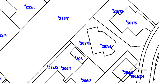 Parcela st. 207/1 v KÚ Sadová, Katastrální mapa