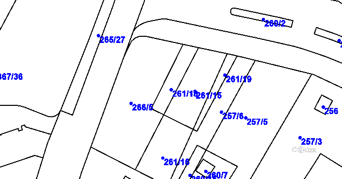 Parcela st. 261/18 v KÚ Sadová, Katastrální mapa