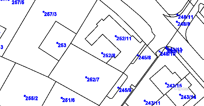 Parcela st. 252/8 v KÚ Sadová, Katastrální mapa