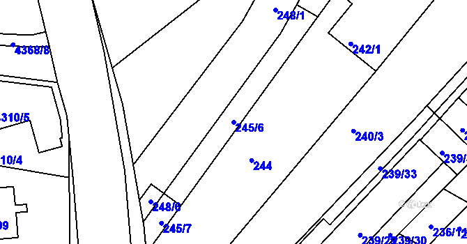Parcela st. 245/6 v KÚ Sadová, Katastrální mapa