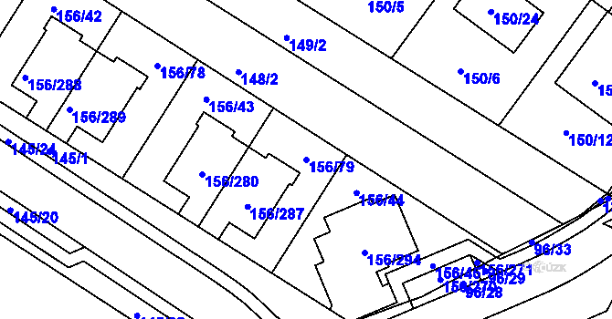 Parcela st. 156/79 v KÚ Sadová, Katastrální mapa