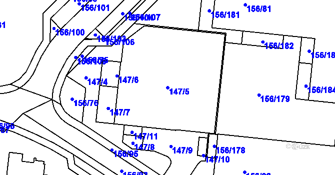 Parcela st. 147/5 v KÚ Sadová, Katastrální mapa
