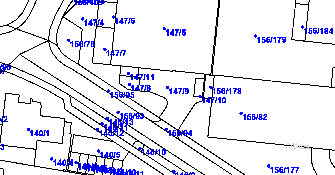 Parcela st. 147/9 v KÚ Sadová, Katastrální mapa