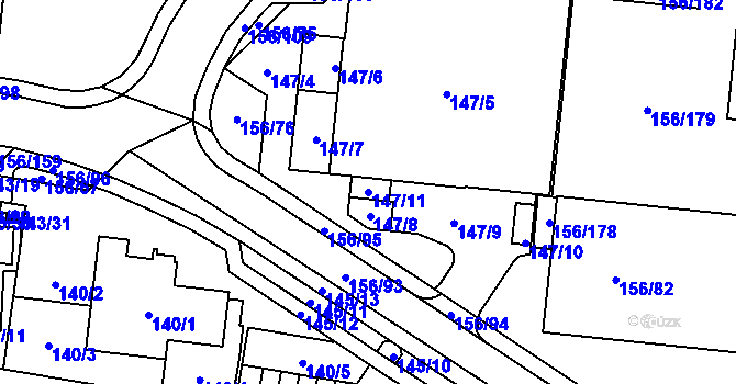 Parcela st. 147/11 v KÚ Sadová, Katastrální mapa