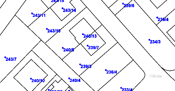 Parcela st. 239/7 v KÚ Sadová, Katastrální mapa