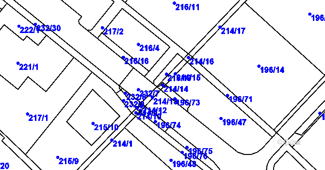Parcela st. 214/14 v KÚ Sadová, Katastrální mapa