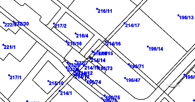 Parcela st. 214/15 v KÚ Sadová, Katastrální mapa