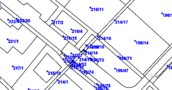 Parcela st. 216/17 v KÚ Sadová, Katastrální mapa