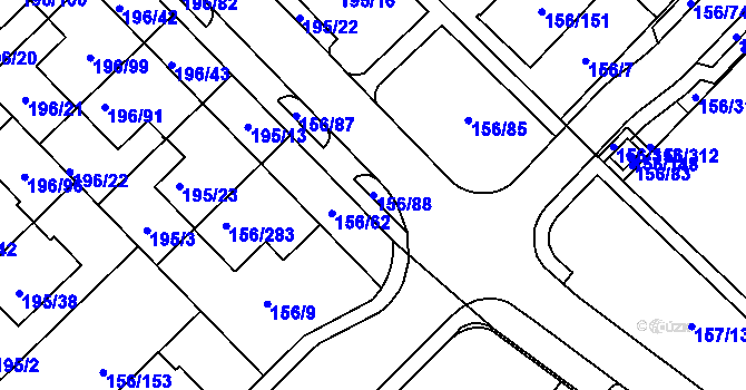 Parcela st. 156/88 v KÚ Sadová, Katastrální mapa