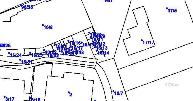 Parcela st. 16/14 v KÚ Sadová, Katastrální mapa