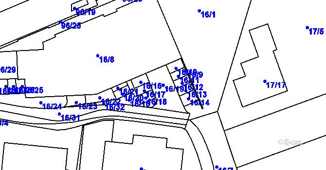 Parcela st. 16/19 v KÚ Sadová, Katastrální mapa