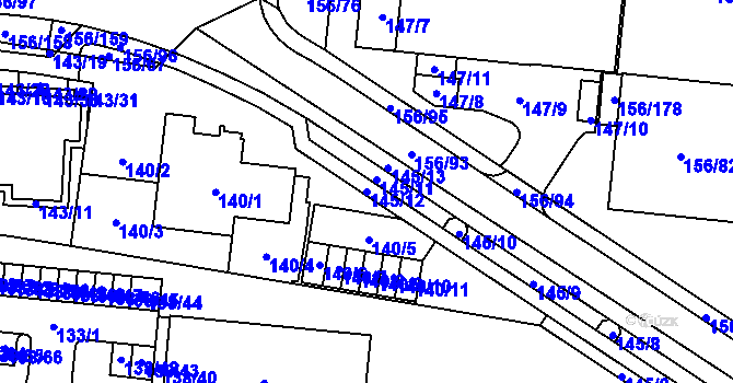 Parcela st. 145/12 v KÚ Sadová, Katastrální mapa
