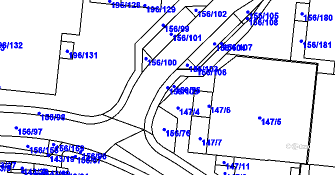 Parcela st. 156/109 v KÚ Sadová, Katastrální mapa