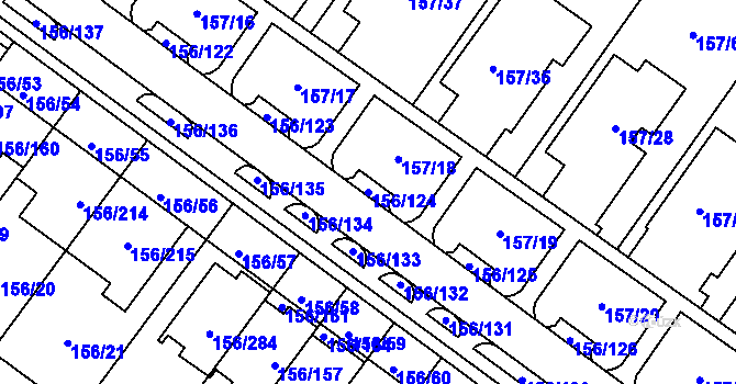Parcela st. 156/124 v KÚ Sadová, Katastrální mapa