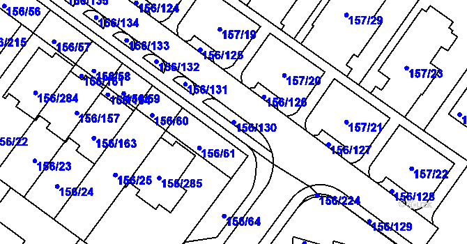 Parcela st. 156/130 v KÚ Sadová, Katastrální mapa