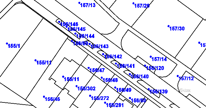 Parcela st. 156/142 v KÚ Sadová, Katastrální mapa