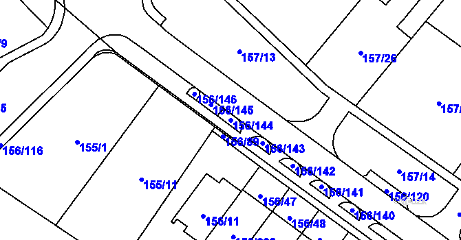 Parcela st. 156/144 v KÚ Sadová, Katastrální mapa